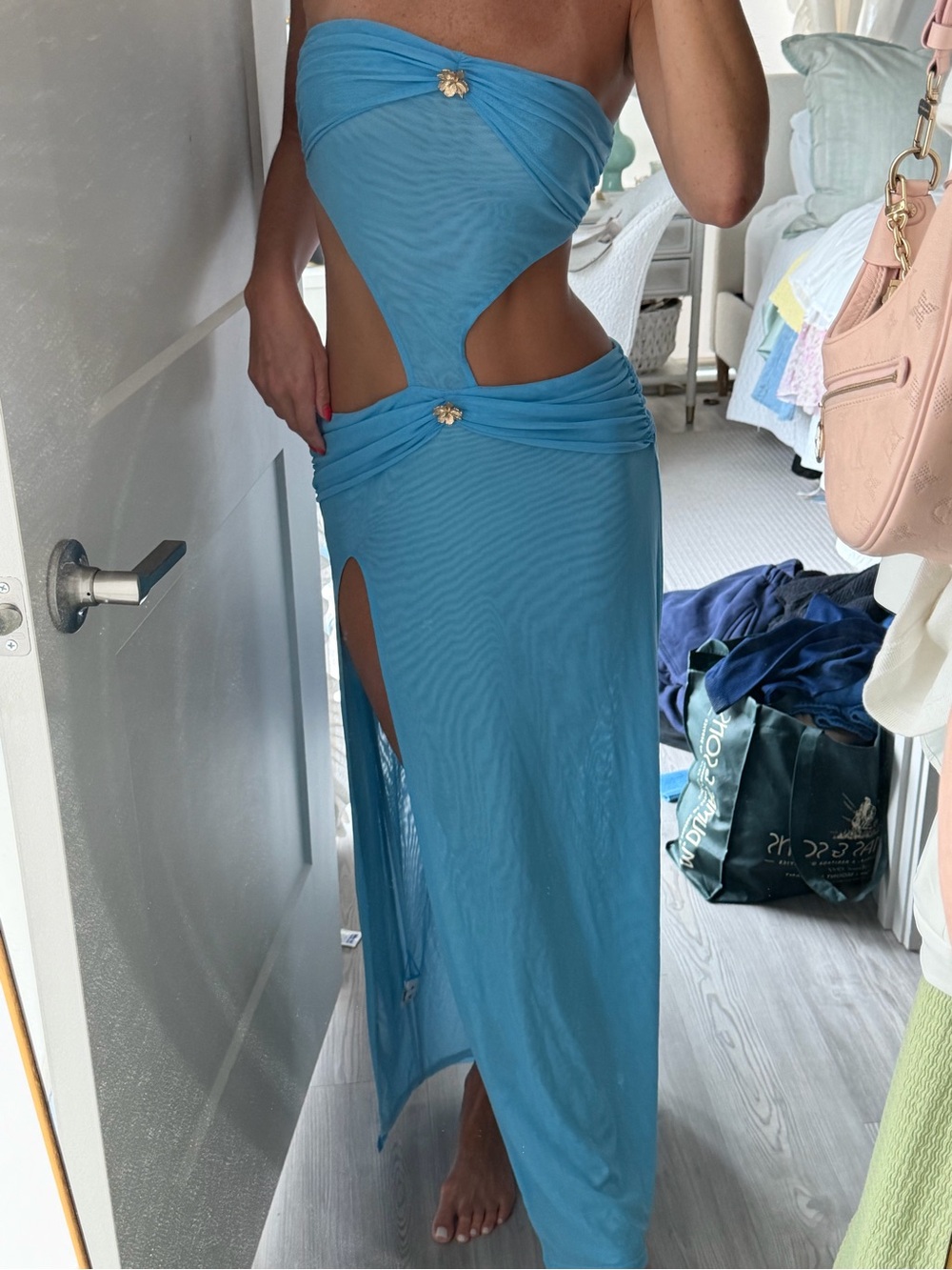 Tiger Mist Sky Blue Cutout Maxi Dress